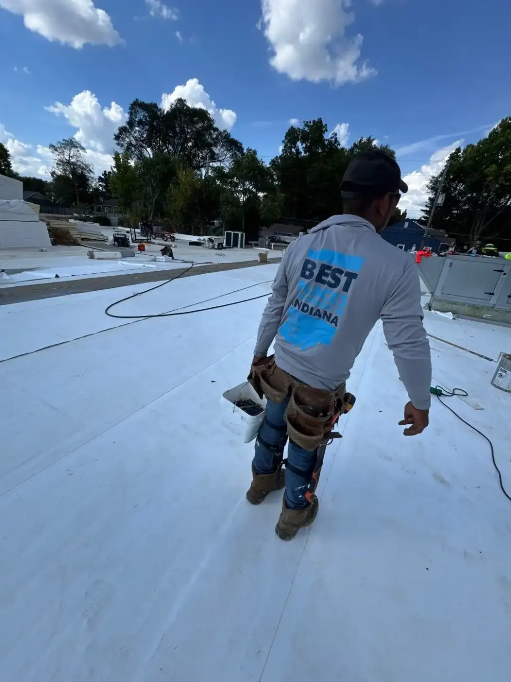Tarping and dry-in on a Bargersville commercial roof